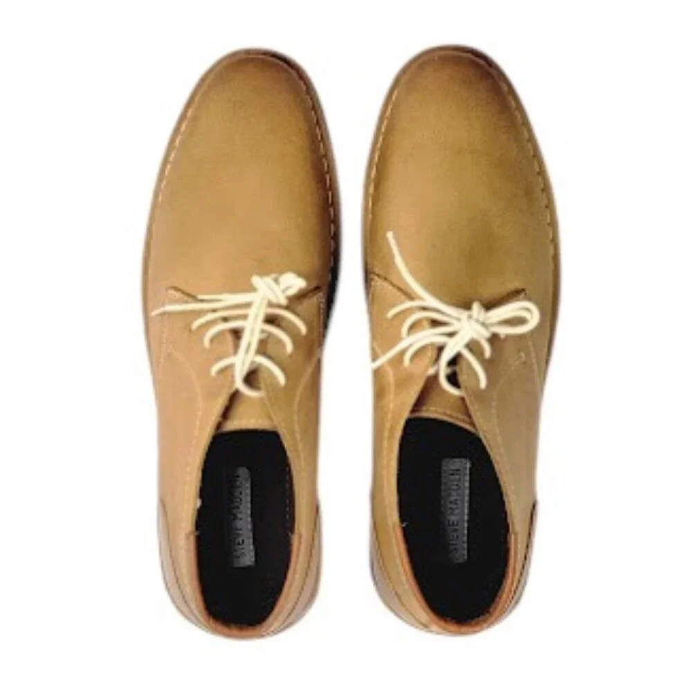 STEVE MADDEN Hestonn Men's Tan Leather Chukka Boots Lace Up Shoes Size 11.5 NWOB